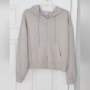 If It Were Me Anthropology Athletic Tan Soft Hoodie Zip Up Sweatshirt. Sz Large